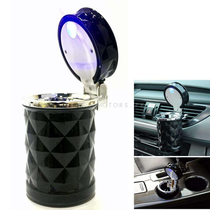 Portable Car Ashtray For Smokers Diamond Design Black