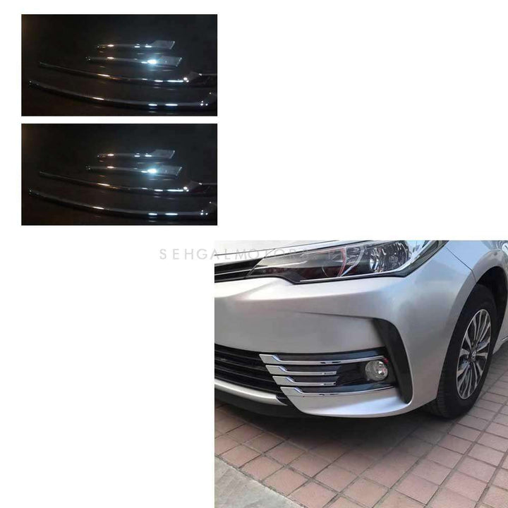 Toyota Corolla Front Bumper Foglamp Cover Chrome Strips Trims 8 pcs - Model 2017-2021