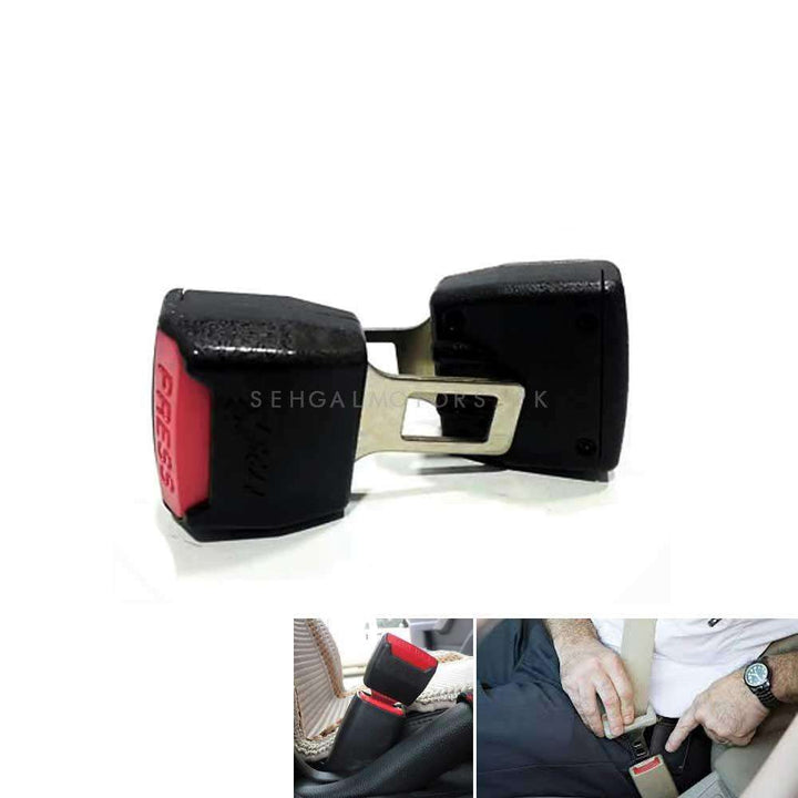 Double Buckle Seat Belt Clips Universal Plastic Black - Pair