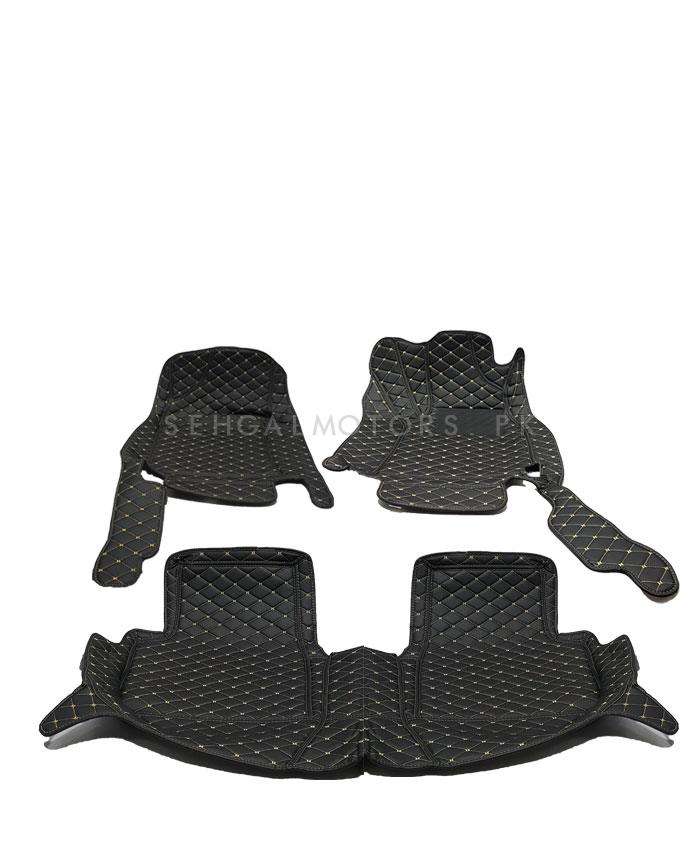 Toyota Corolla / Prius 7D Stitched Floor Mat Black Multi Color Thread 3 Pcs - Model 2014-2021