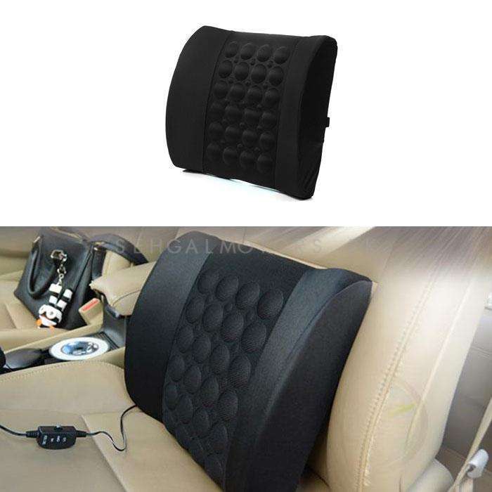 Universal Black Massage Back Rest Cushion with 12V Vibrator Seat