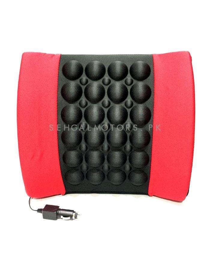 Universal Massage Back Rest Cushion With 12V Vibrator Seat - Black And Red