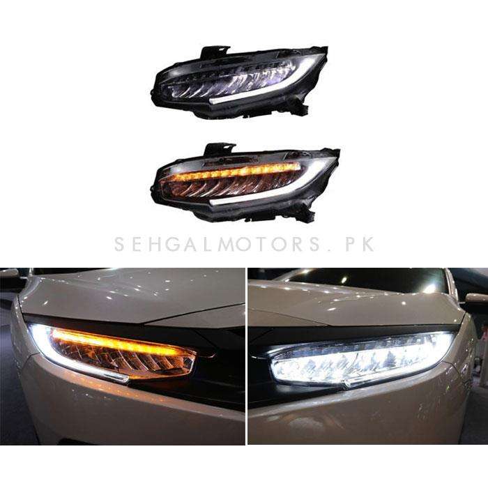 Honda Civic Sequential LED Head Lamps Light Pair- Model 2016-2021