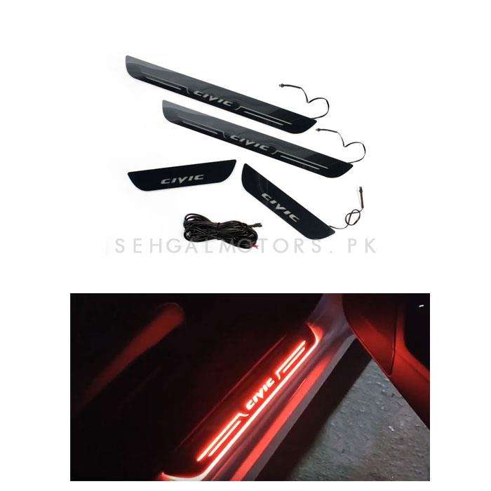 Honda Civic Glass LED Sill Plates / Skuff LED panels with LED Bar Red