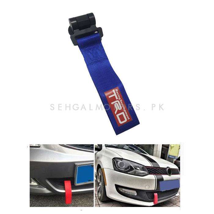 Car TRD logo Front Bumper Strap Tow Hook - Blue