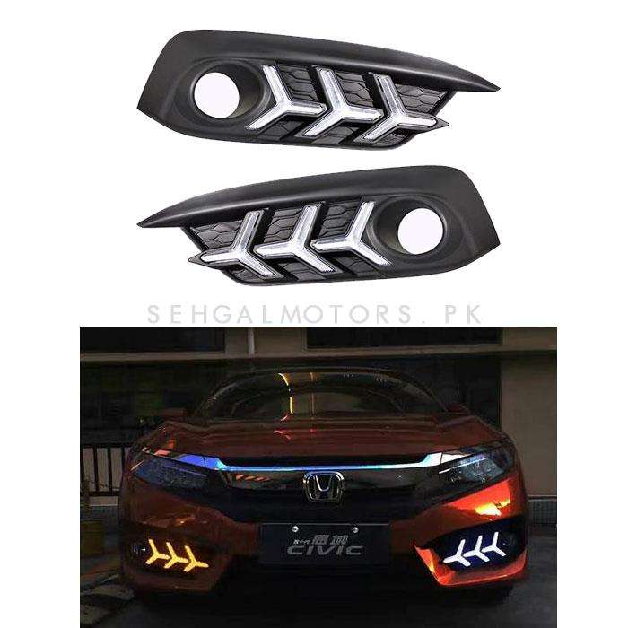 Honda Civic Fog Lamps Lights DRL Cover V3 Mustang Style - Model 2016-2021