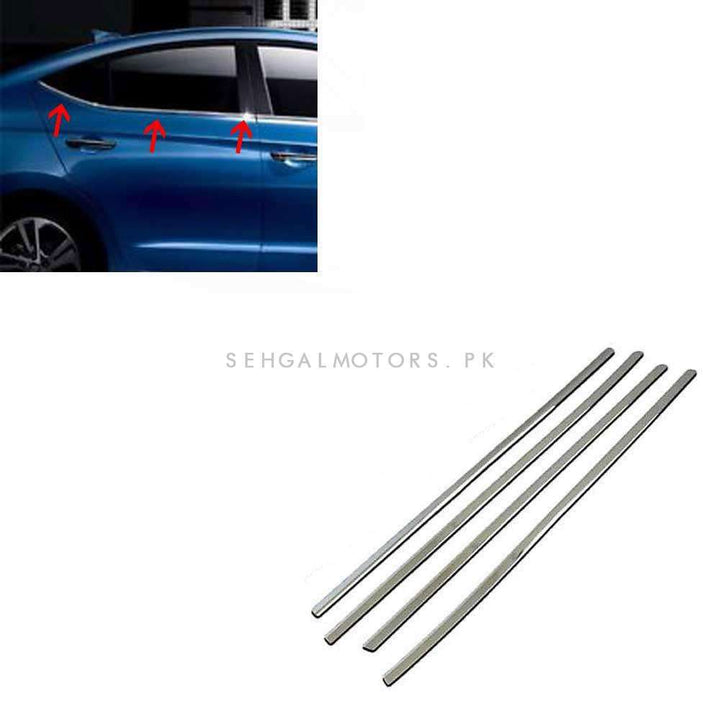 Honda City Window Chrome Weather Strips 4 Pcs - Model 2009-2021