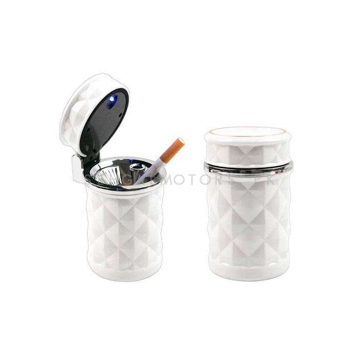 Portable Car Ashtray For Smokers Diamond Design White