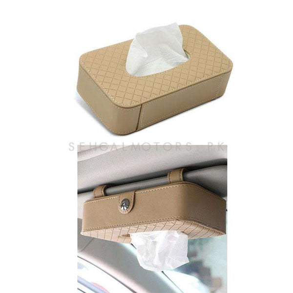 Facial Car Sun Visor / Sunshade Tissue Holder Case Box Beige