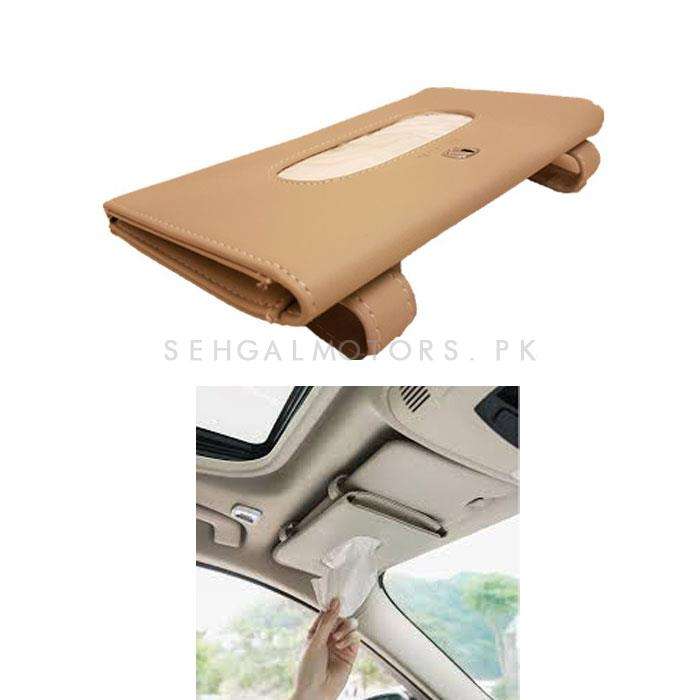 Facial Car Sun Visor / Sunshade Tissue Holder Case Box Style B Beige