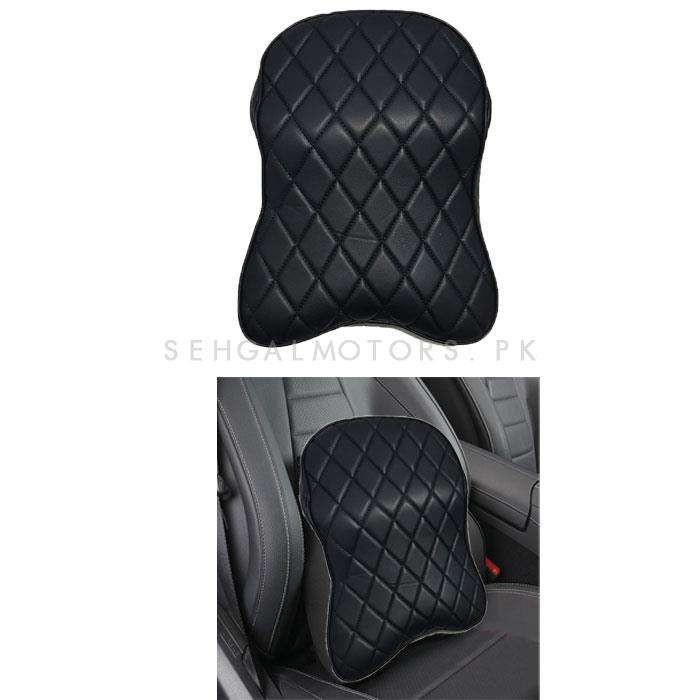 Universal Imported Leather Style Backrest Multi Stitch - Black