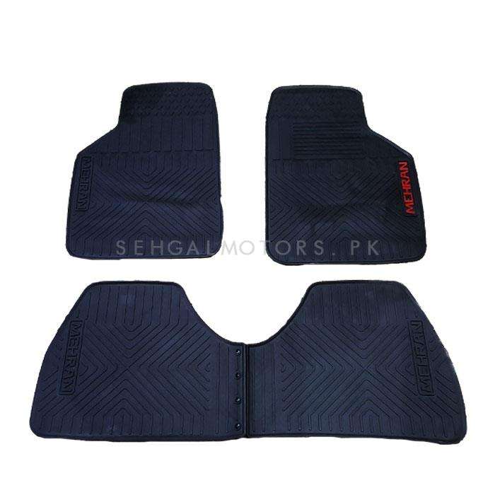 Suzuki Mehran Custom Fit PVC Rubber Floor Mat Black Mix Design 3 Pcs - Model 2012-2019