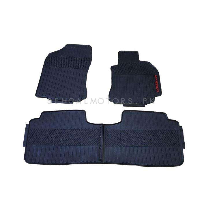 Toyota Corolla Custom Fit PVC Rubber Floor Mat Black Mix Design Mix Design 3 Pcs - Model 2014-2021