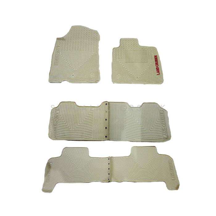 Toyota Land Cruiser Custom Fit PVC Rubber Floor Mat Beige Mix Design 4 Pcs - Model 2015-2021