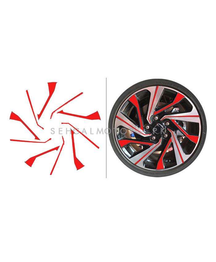 Honda Civic 3D Rim Sticker 16 inches Red - Model 2016-2021