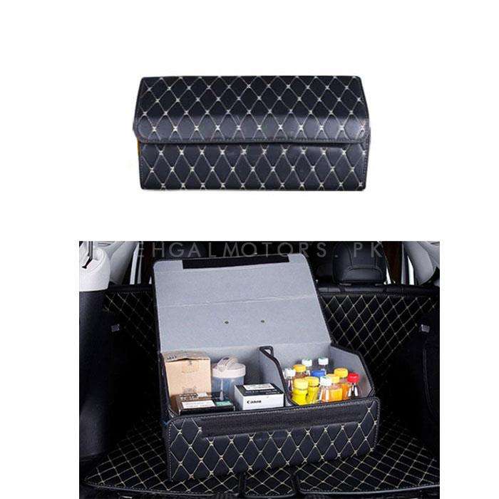 PU Large Leather Car Trunk Folding Storage Box Black