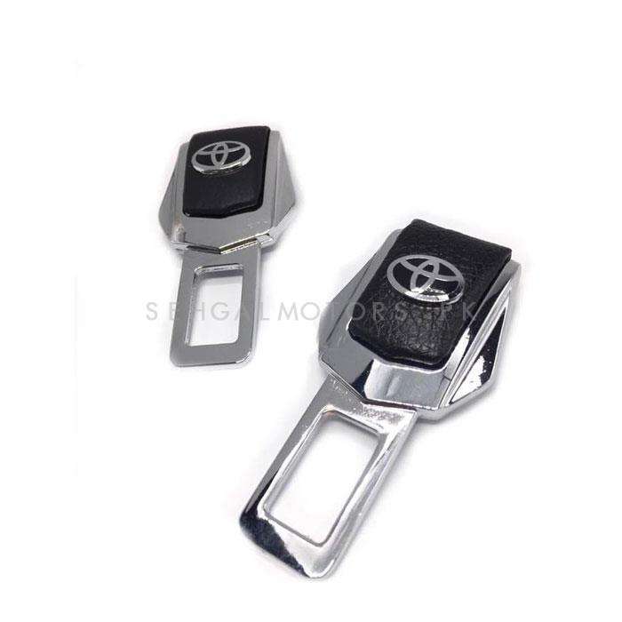 Toyota Leather Logo Seat Belt Clip Black Chrome Version 2