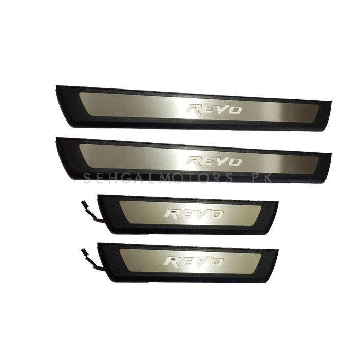 Toyota Hilux Revo Metal LED Sill Plates / Skuff LED panels Style B Black Chrome- Model 2016-2021