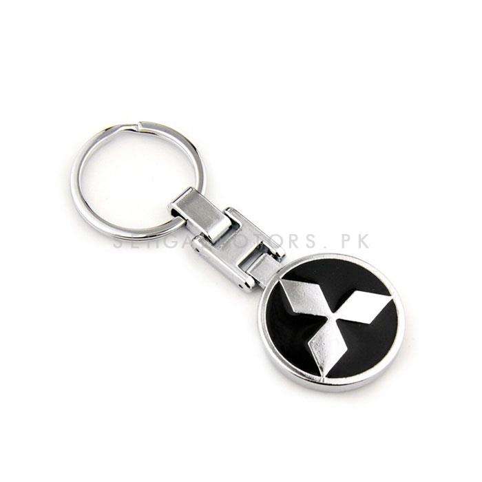 Mitsubishi Black Metal Keychain Keyring