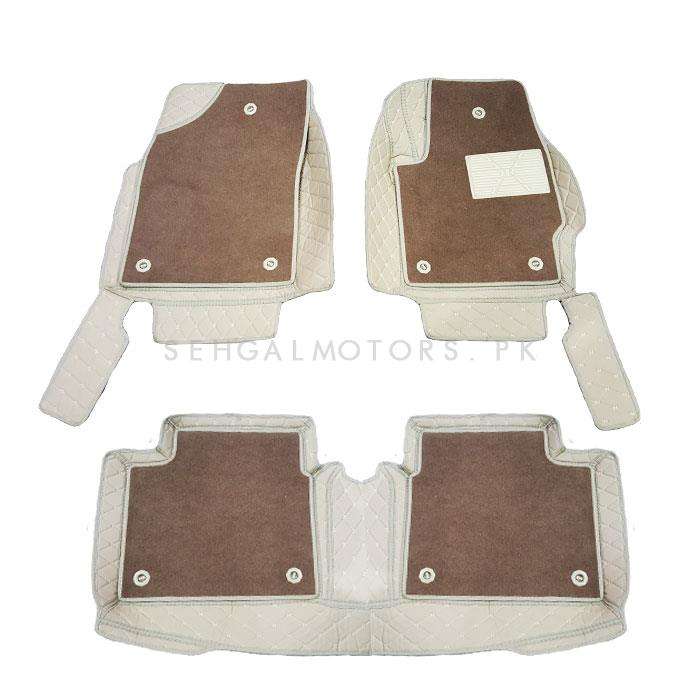 Toyota Corolla 9D Stitched Floor Mat Mix Thread Beige 3 Pcs - Model 2017-2021