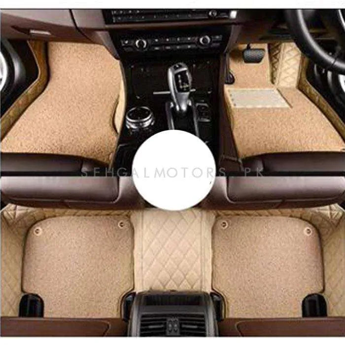 Honda Civic 9D Floor Mats Mix Thread Beige With Beige Grass 3 Pcs - Model 2016-2022