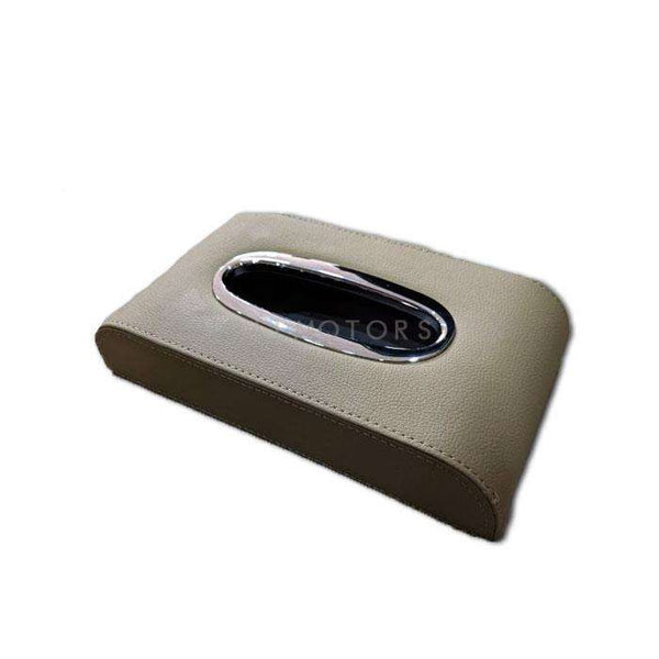 Car Tissue Holder Case Box Beige with Beige Stitch