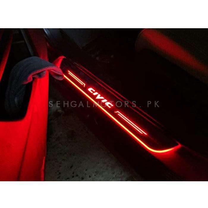 Honda Civic Glass LED Sill Plates / Skuff LED panels with LED Bar Red