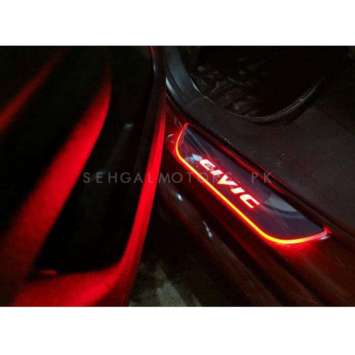 Honda Civic Glass LED Sill Plates / Skuff LED panels with LED Bar Red