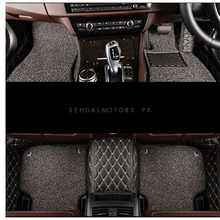 Toyota Land Cruiser LC200 9D Floor Mats Mix Thread Black With Grey Grass - Model 2015-2021