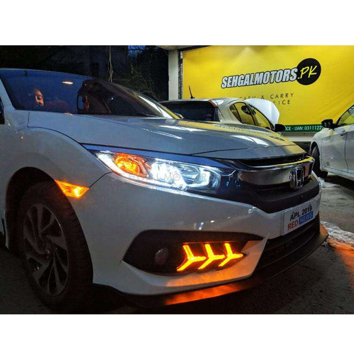 Honda Civic Fog Lamps Lights DRL Cover V3 Mustang Style - Model 2016-2021