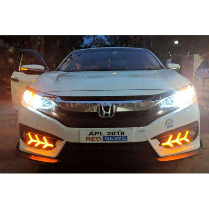 Honda Civic Fog Lamps Lights DRL Cover V3 Mustang Style - Model 2016-2021