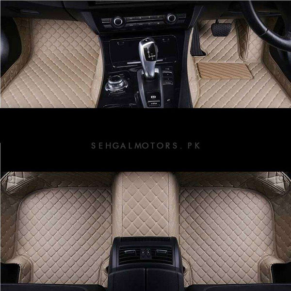 Toyota Prado 7D Stitched Floor Mats - Beige - 7 Pcs Set  2009-2022
