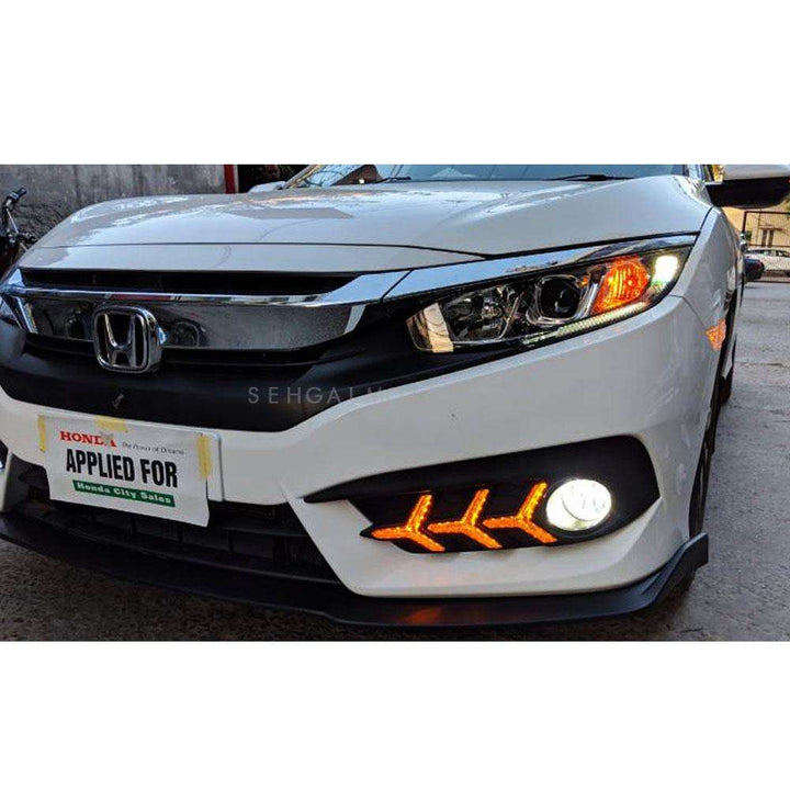 Honda Civic Fog Lamps Lights DRL Cover V3 Mustang Style - Model 2016-2021