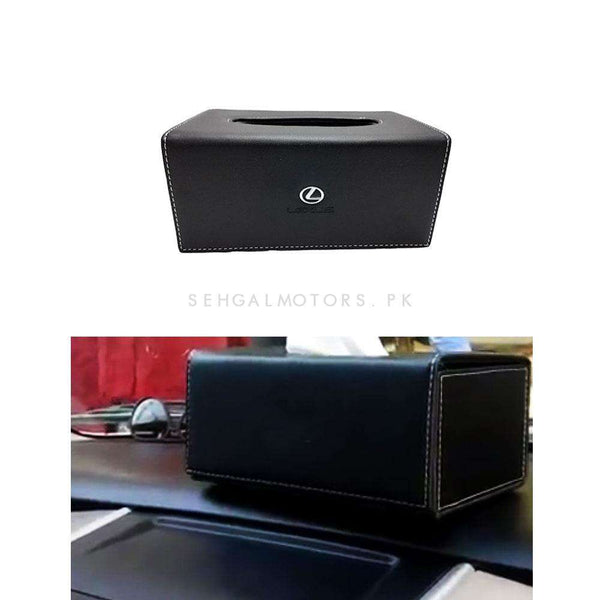 Lexus Leather Car Tissue Holder Case Box 9CM Black