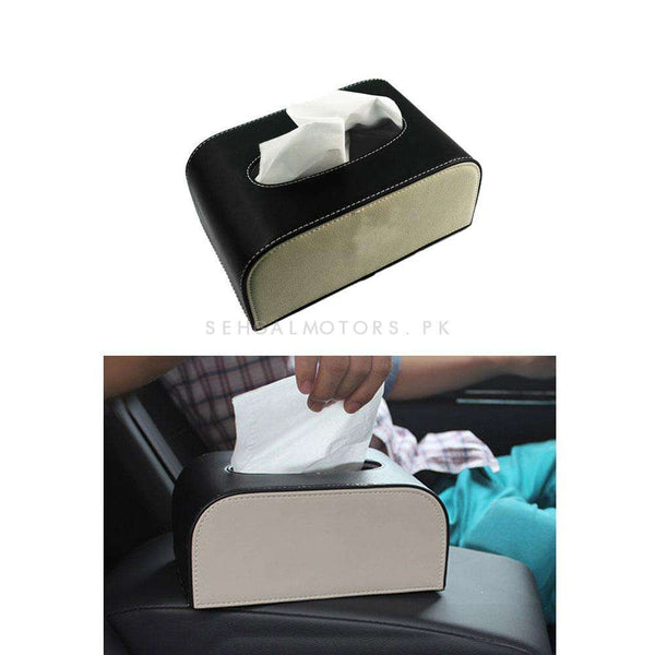 Genuine Black Beige Car Tissue Holder Case Box