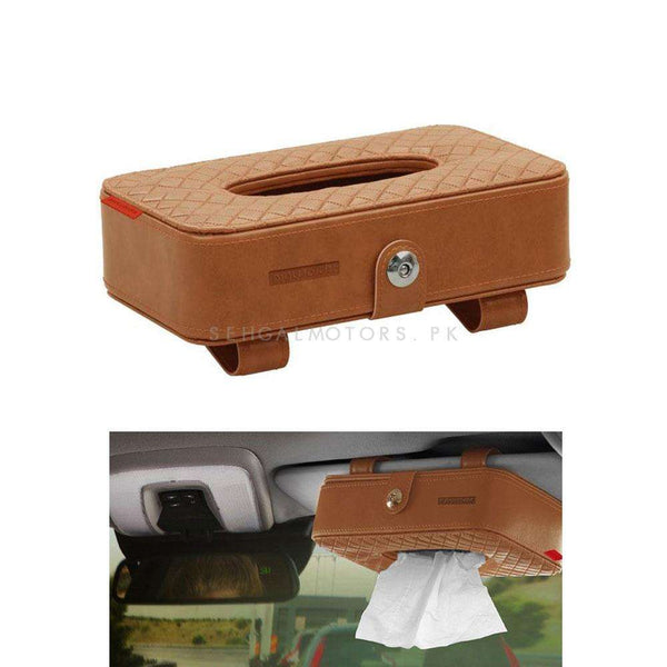 Car Facial Sun Visor / Sunshade Tissue Holder Case Box - Brown