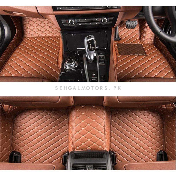 Toyota Fortuner 7D Stitched Floor Mat Brown 4 Pcs - Model 2016-2021