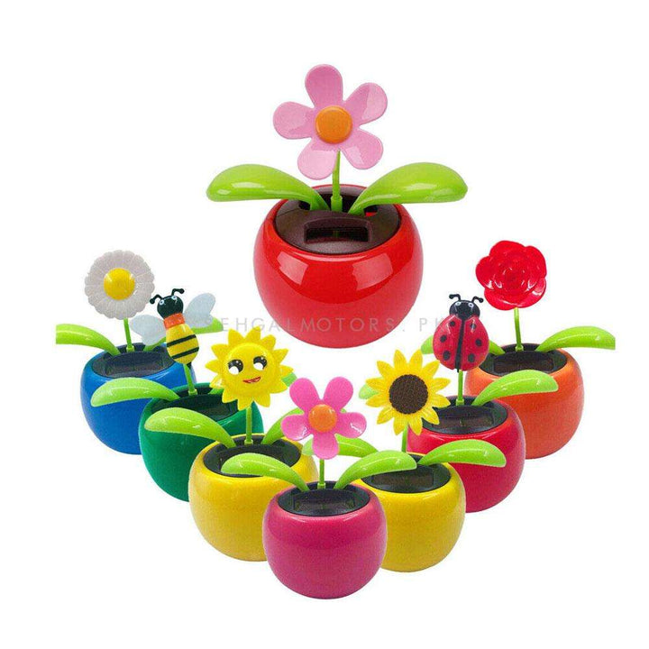 Solar Powered Moving Flower Car Dashboard Decor Each - Multi