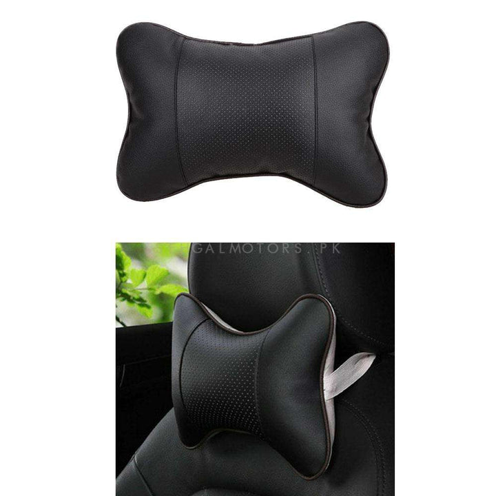 Car Leather Neck Rest Headrest Pillow Cushion Super Soft Memory Foam Black - Pair