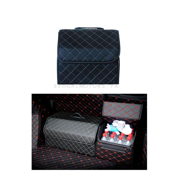 PU Small Leather Car Trunk Folding Storage Box Black With Mix Thread