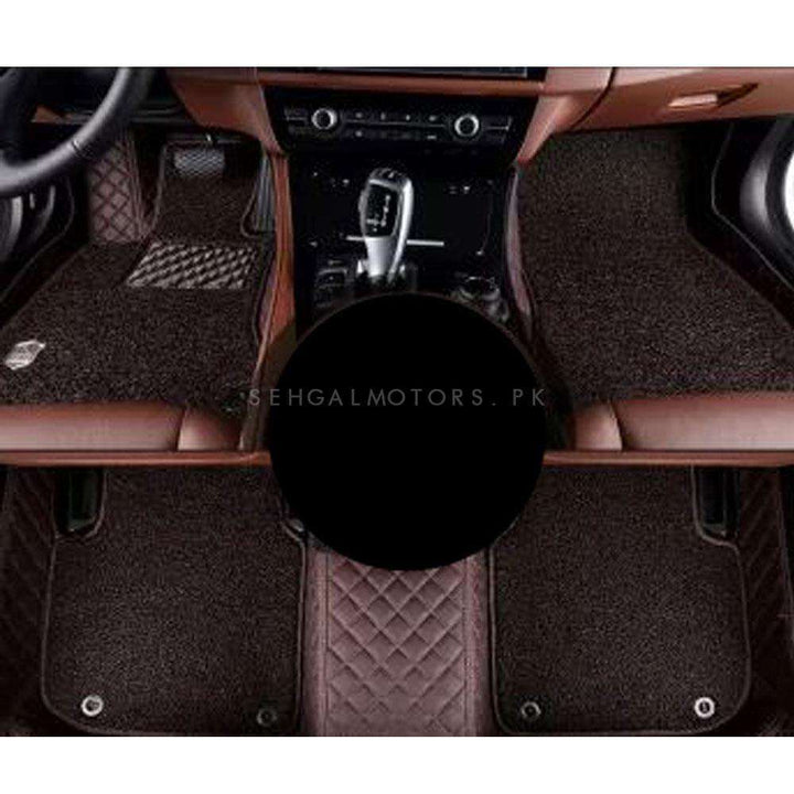 Audi A6 9D Luxury Floor Mats Mix Thread Coffee 3 Pcs - Model 2011-2018