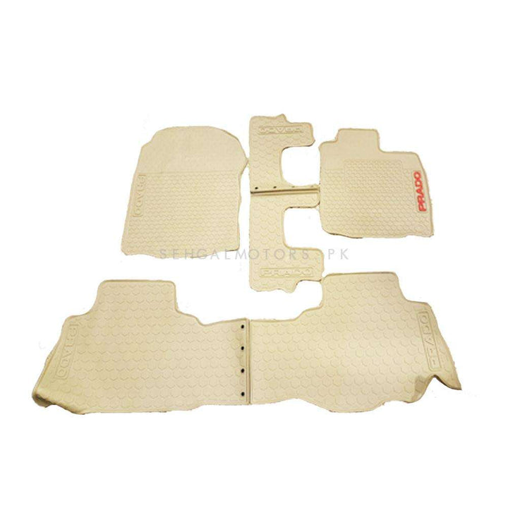 Toyota Prado Custom Fit PVC Rubber Floor Mat Beige Mix Design 4 Pcs - Model 2009-2021