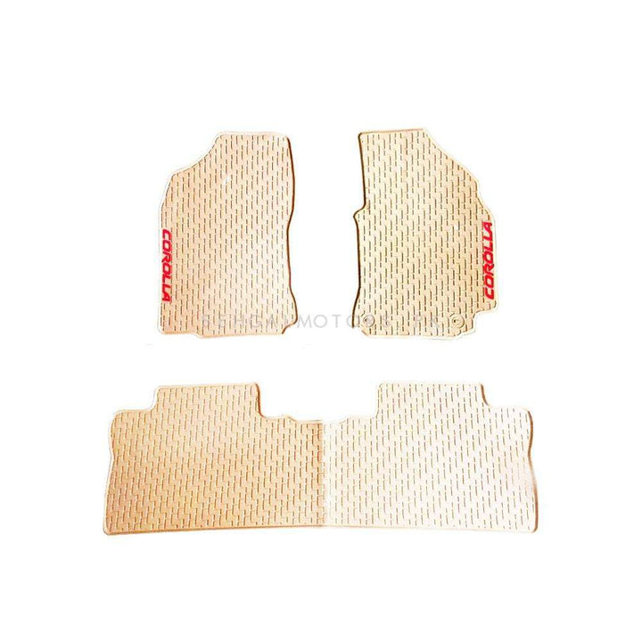 Toyota Corolla Custom Fit PVC Rubber Floor Mat Beige Mix Design 3 Pcs - Model 2012-2014