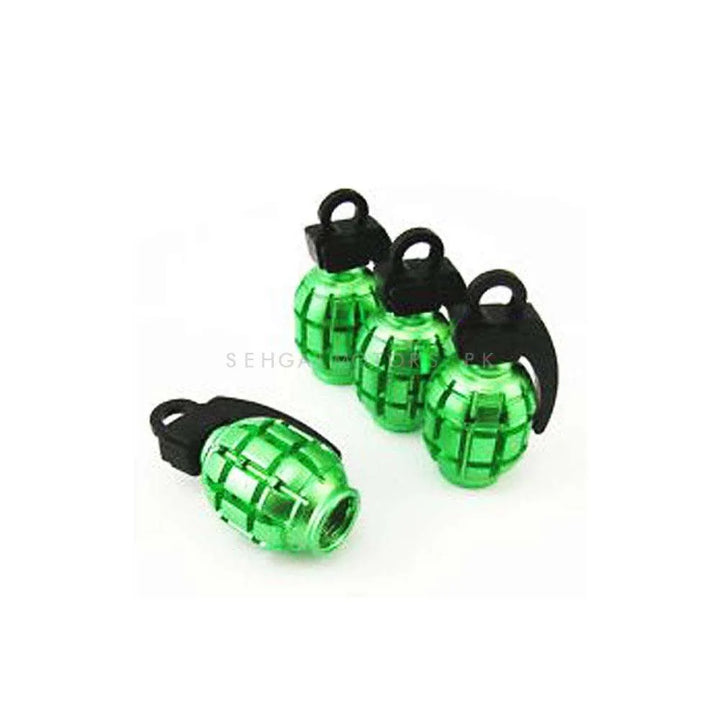 Grenade Tire Tyre Air Valve Nozzle Caps Green