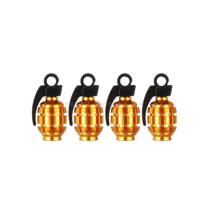 Grenade Tire Tyre Air Valve Nozzle Caps Golden