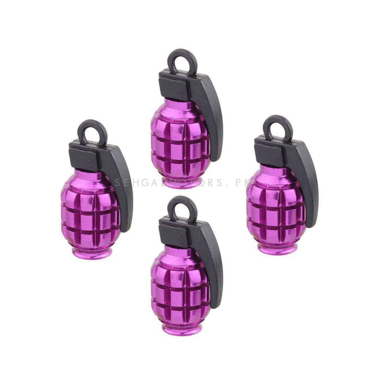 Grenade Tire Tyre Air Valve Nozzle Caps Purple