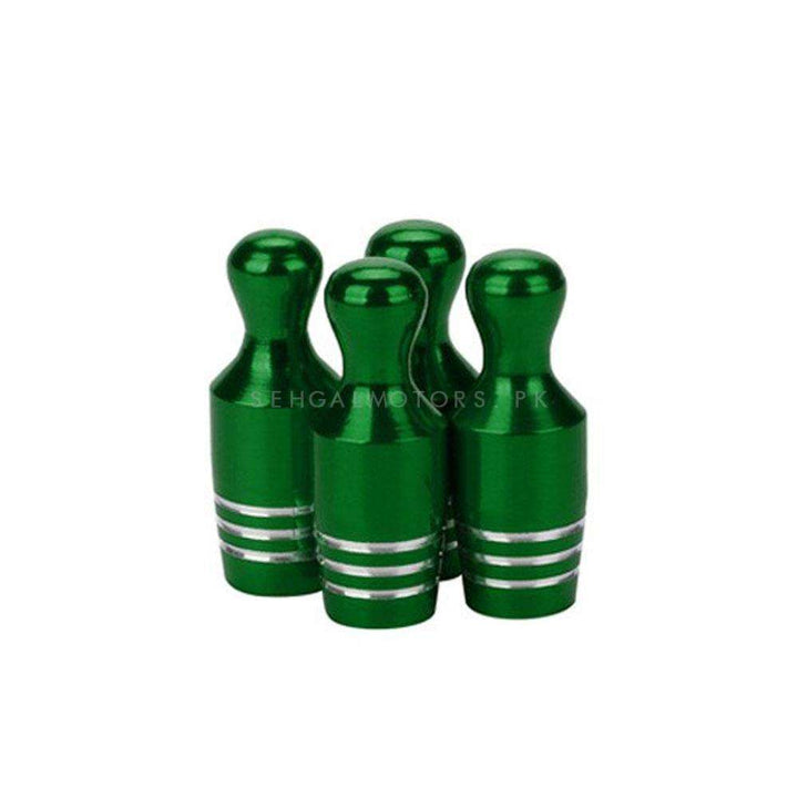 Tire Tyre Air Valve Nozzle Caps Green - 4 Pieces