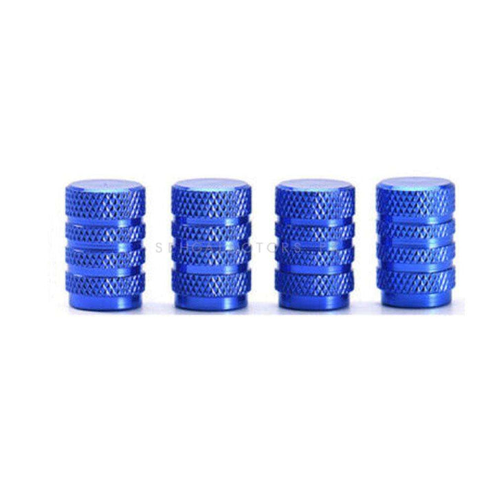 Tire Tyre Waves Style Air Valve Nozzle Caps Electric Blue - 4 Pieces