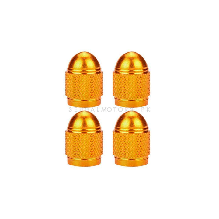 Tire Tyre Nut Style Air Valve Nozzle Caps Golden - 4 Pieces