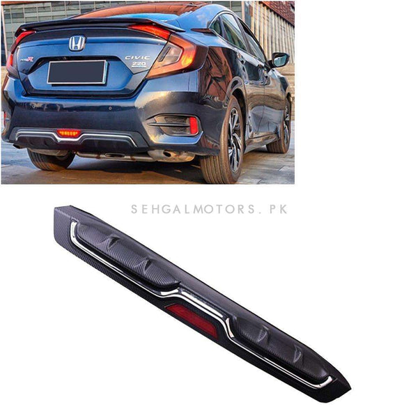 Honda Civic Carbon Fiber Bumper Diffuser Single Exhaust with LED - Model 2016-2021